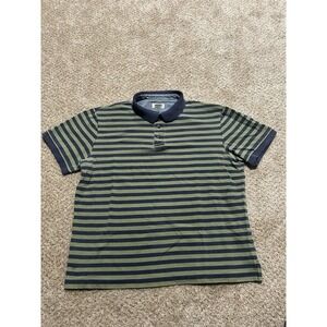 Vintage LL Bean Casco Bay Polo Shirt Mens Large Green Blue Striped Preppy